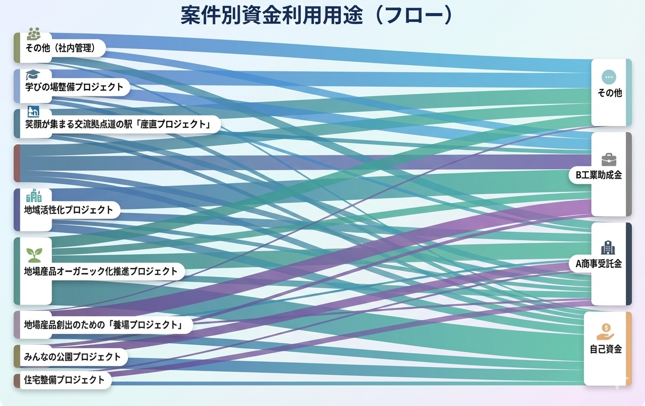 案件別資金理由用途の可視化イメージ