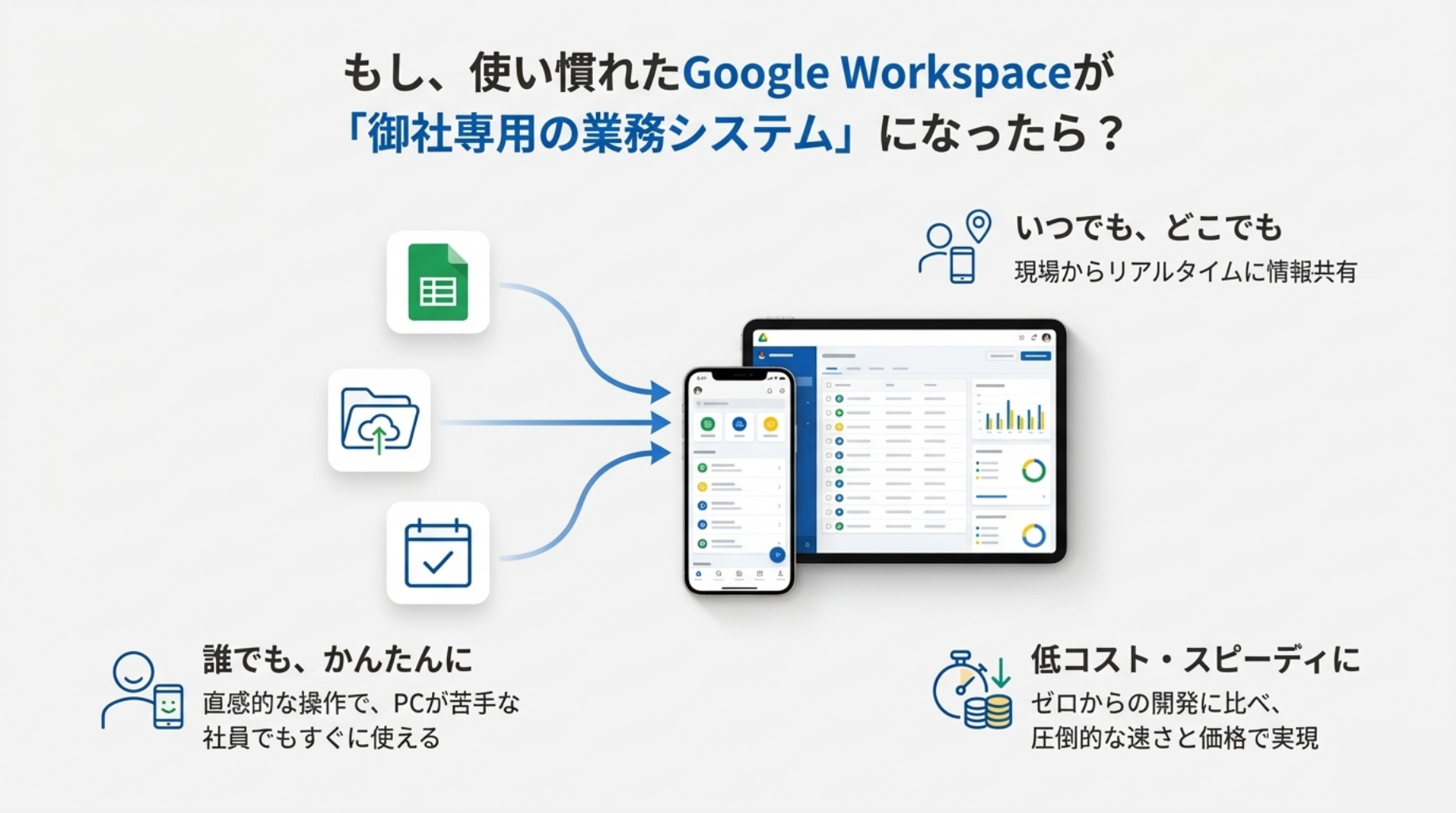 データがスマホアプリに変わるイメージ