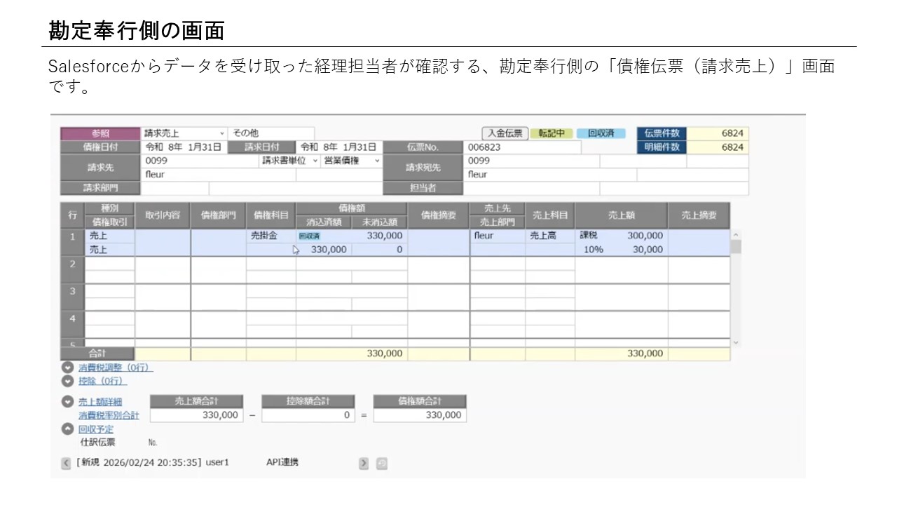 勘定奉行 債権伝票(API連携で自動起票)