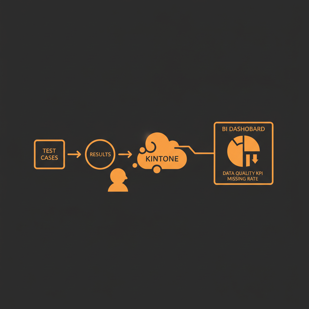 kintoneでテストケースと結果を管理し、BIツール（ダッシュボード）でデータ品質のKPI（欠損率