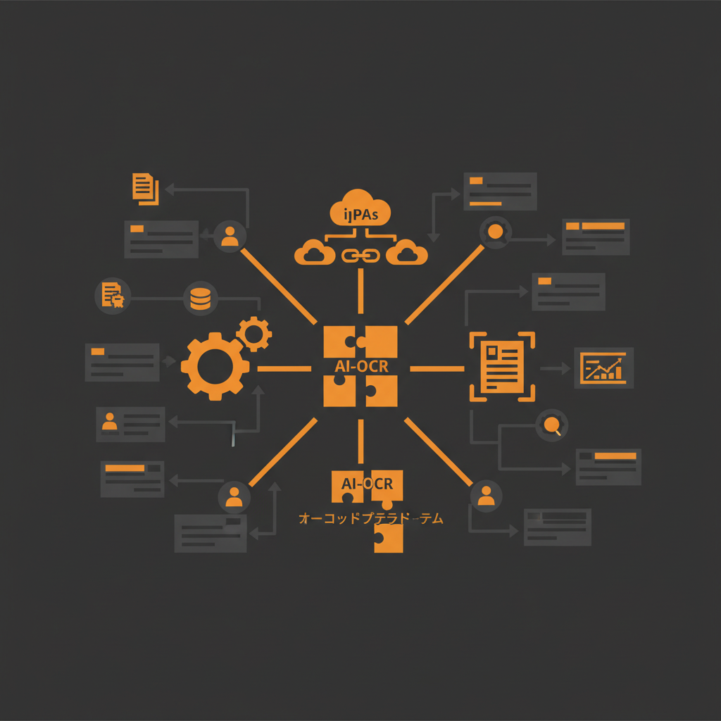 複数の自動化ツール（RPA、iPaaS、AI-OCR、ノーコードプラットフォーム）が、企業の様々な業