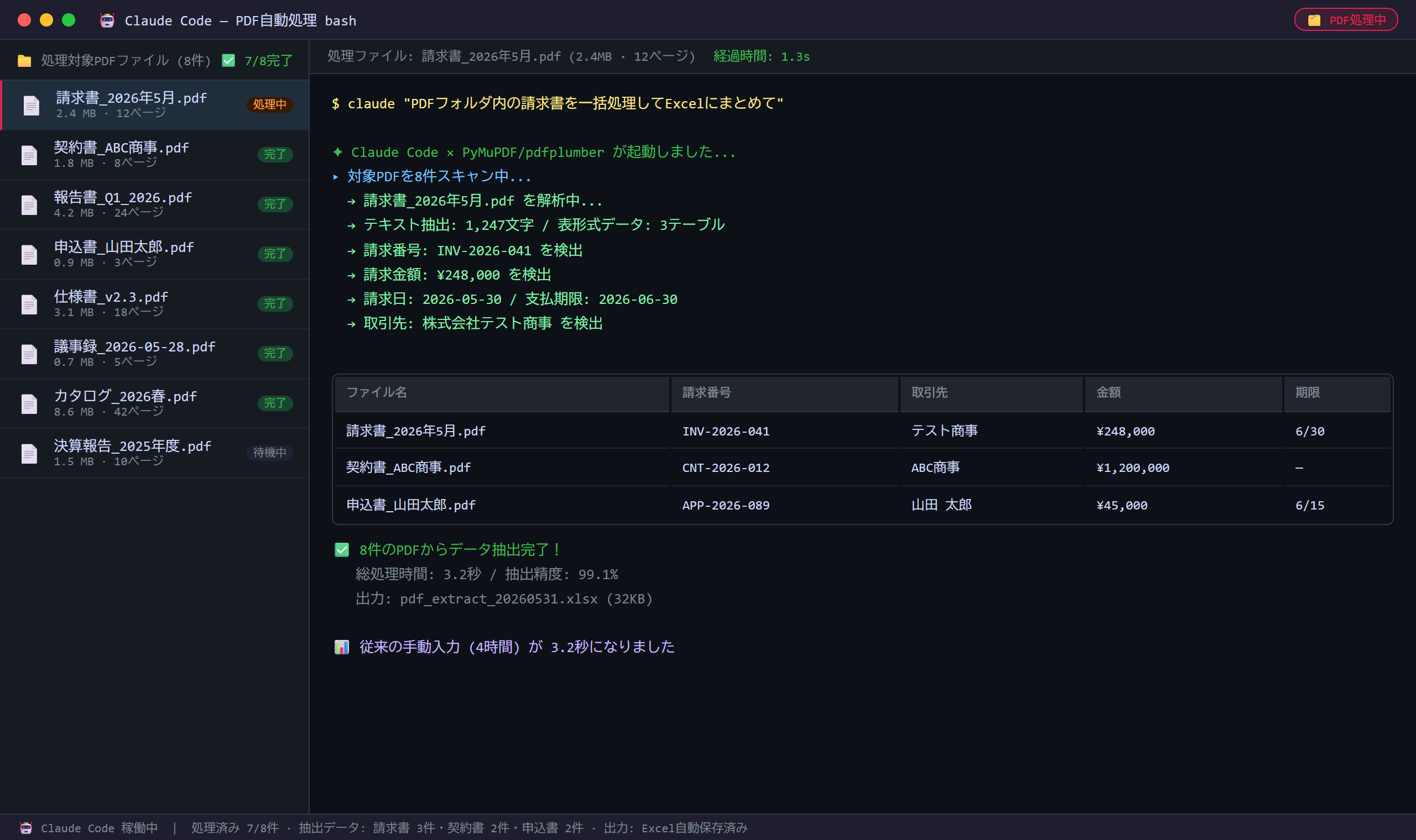 PDF自動処理 × Claude Code デモ